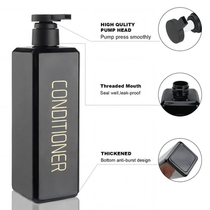 Hokretme Shampoo and Conditioner Dispenser 550ml 3 Pack Shower Soap Bottles Refillable Shampoo Pump Bottle Dispenser Plastic Empty Body Wash