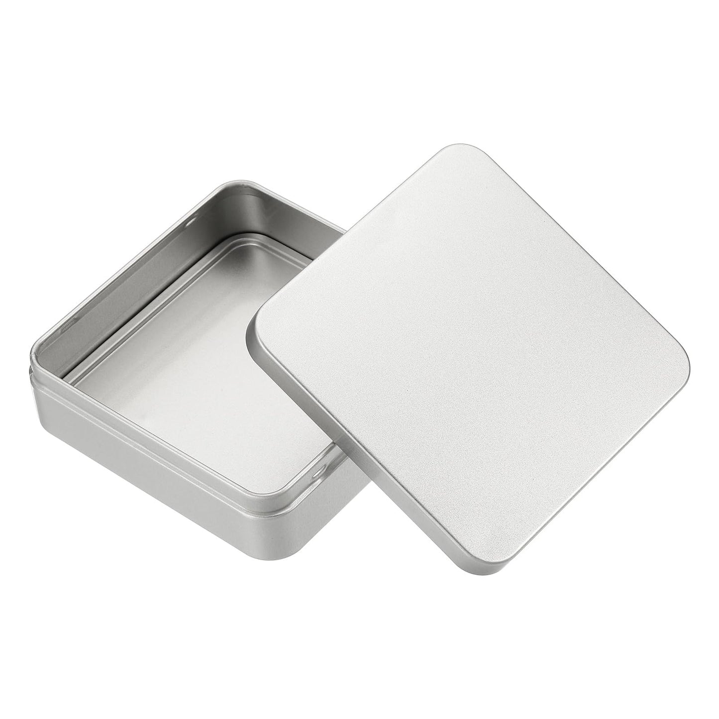 PATIKIL Rectangular Tin Box 4.3"x4.3"x1.3", Metal Storage Tin Box Portable Storage Container with Lid for Tea Candy Treats Gifts Favors Candle