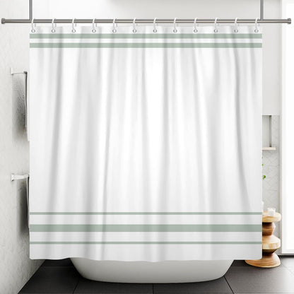 SDOTPMT 180x180cm Green and White Shower Curtain Modern Classic Green Striped Bath Curtain Countryside Farmhouse Minimalism Bathtub Curtain for