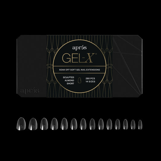 Apres Gel-X? Almond Box of Nail Tips | 280 Gel-X Tips, Soft Tips, 14 Sizes 00-9 | Half-sizes Included (Sculpted Almond Short, 280 Count)