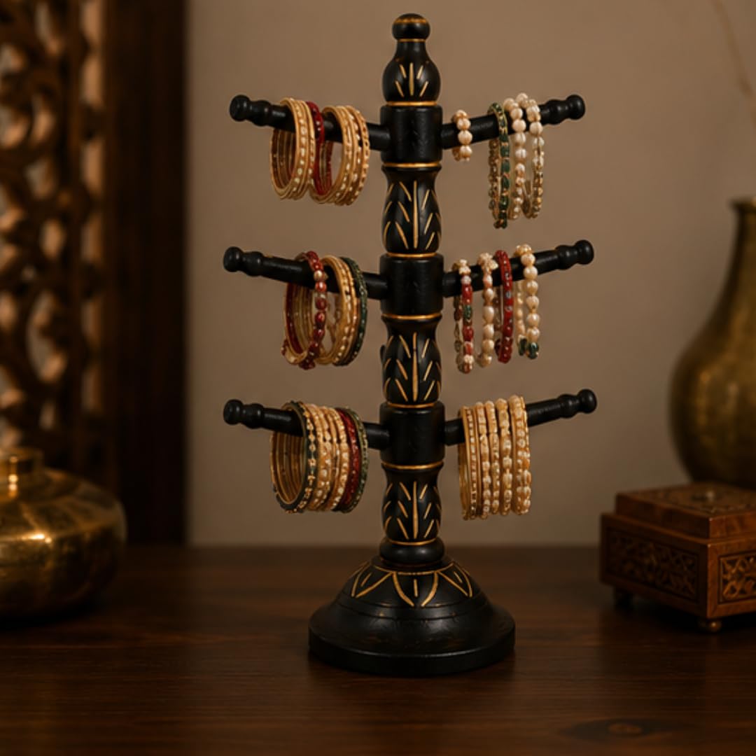 BIGNAY Wooden Bangle Stand Organizer | Bracelet & Watch Display Holder | Jewelry Storage Rack for Dressing Table, Home & Retail Display
