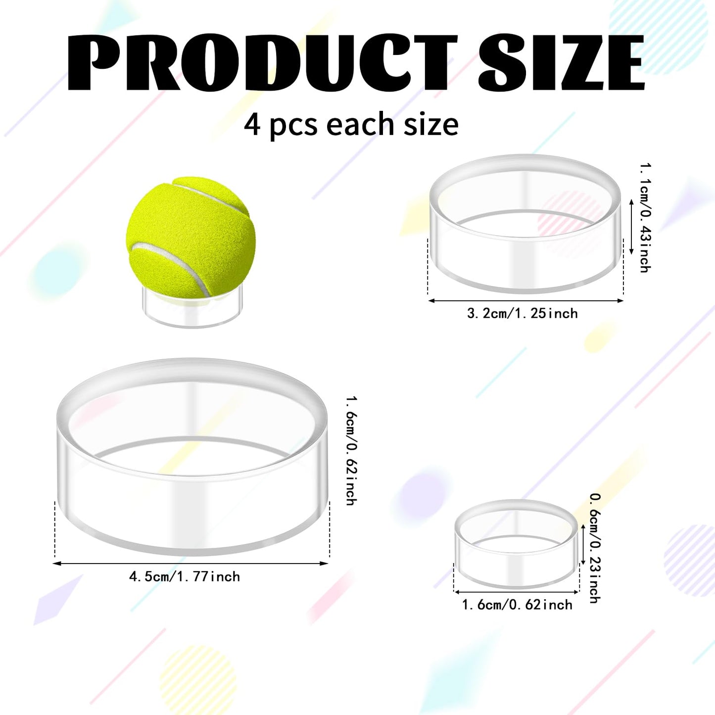 12 Pcs Crystal Sphere Stand Holder Clear Ball Acrylic Display Stand Rings Round Baseball Plastic Sphere Holder for Baseball Tennis Ball Golf