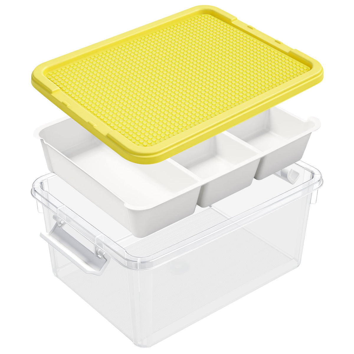 Clear Storage Box with Removable Tray, Plastic Storage Bins with Lids