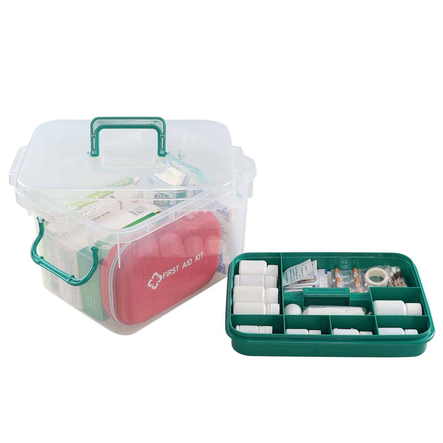 Mayish Family Medicine Storage Box, Household Plastic First Aid Box, Clear