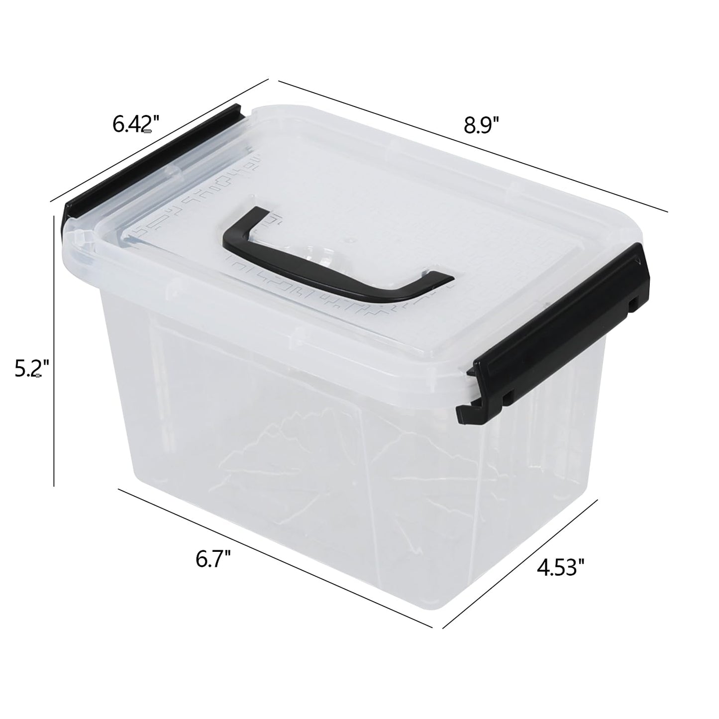 Hayixia 3.5 Quart Clear Latching Bin with Handle, 6-Pack Small Plastic Storage Boxes with Lids