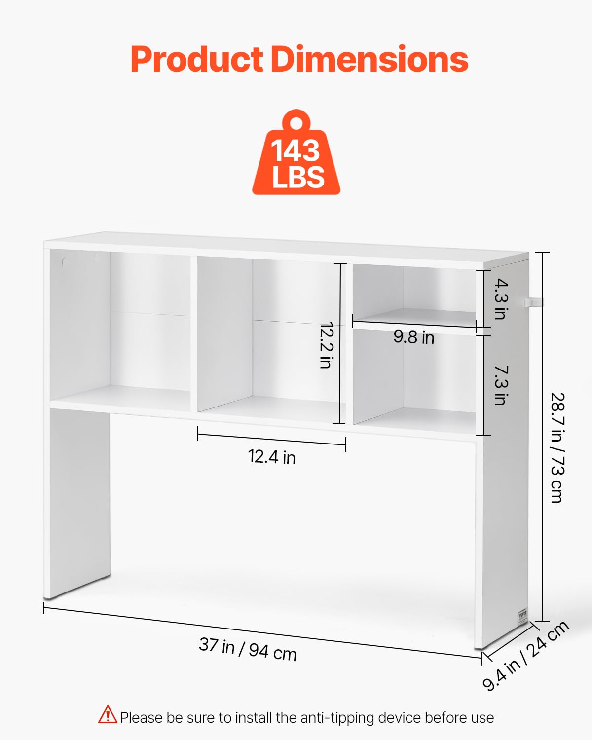 VEVOR Desktop Bookshelf, 1-Tier Desktop Storage Organizer, 37" x 9.4" x 28.7" Office Storage Rack Wood Display Shelf