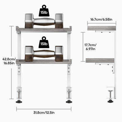 THYGIFTREE Clamp On Desk Shelf 2-Tier, Desk Extender Accessories for Office Gaming Accessories, Tabletop Book Storage Rack
