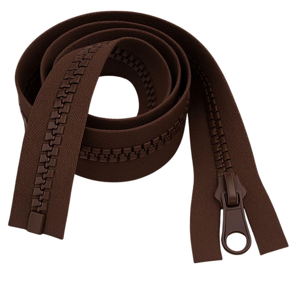 22" (56cm) Brown Chunky Zip - Heavy-Duty Open-Ended Separating