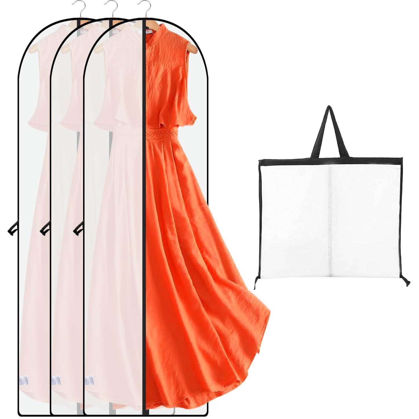 Niviy Long Dress Bag 60 x 180 cm, Garment Cover with Handle & Pocket