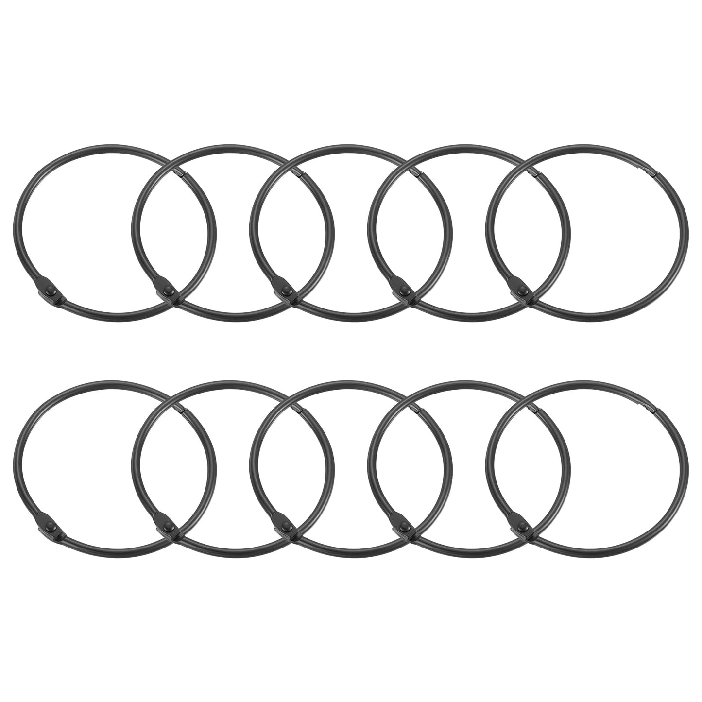 Sourcing Map 15pcs Carbon Steel Shower Curtain Rings, 3 Inch Loose Leaf Binder Rings for Shower Curtain Rods (Black)