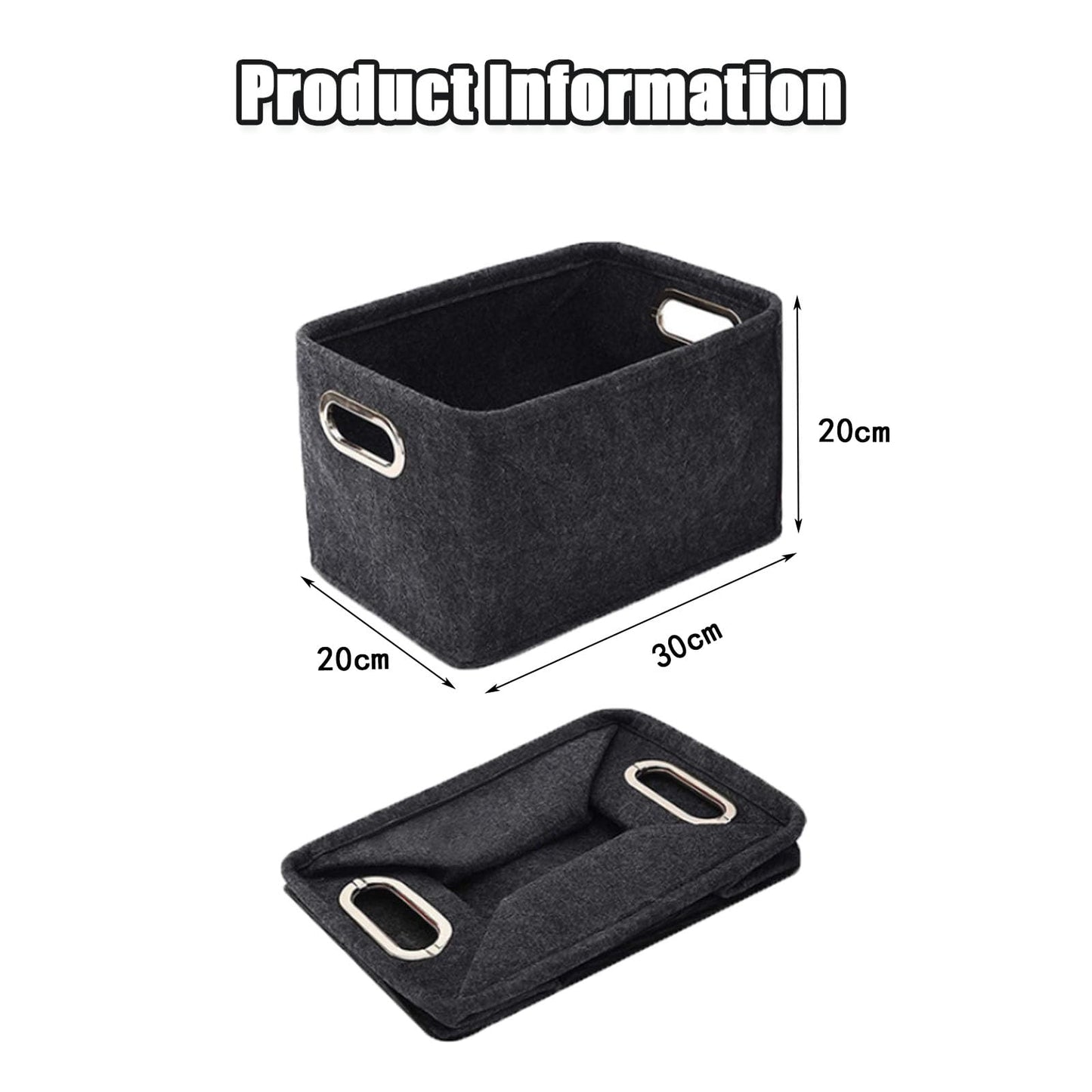 Kaizuca 2 Piece Felt Fabric Baskets, Toy Organiser Cube, Felt Storage Box, Foldable, with Two Handles, for Clothes, Towel, Toiletry, Baby Products