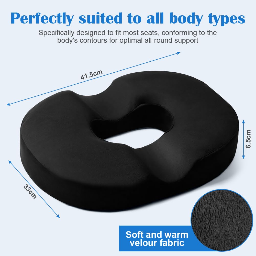AOOHA Donut Cushion for Hemorrhoids,Memory Foam Seat Cushion,Orthopedic Memory Foam Ring Seat Cushion,Double U-Shape,for Office Chair, Car
