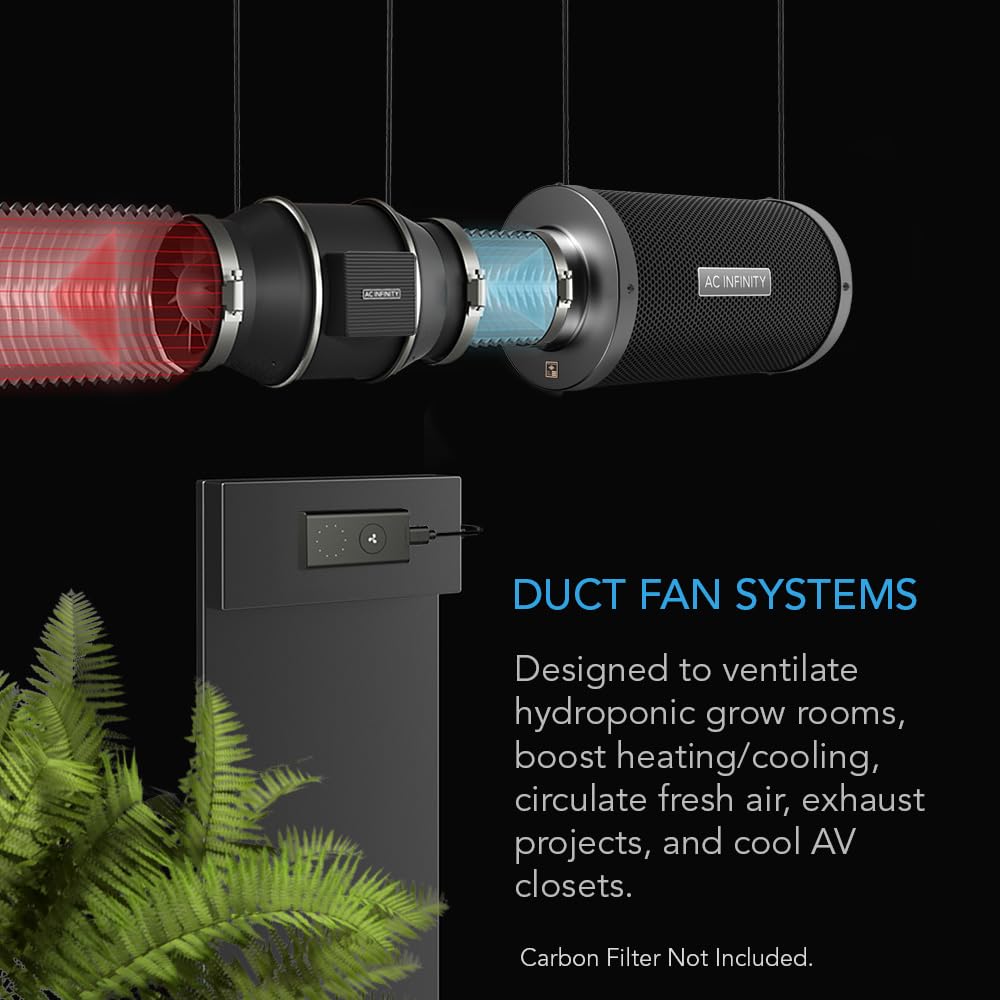 AC Infinity CLOUDLINE S4, 4? Inline Duct Fan, Quiet & Energy Efficient, 205 CFM, 28 dBA, Compatible with AV Equipment
