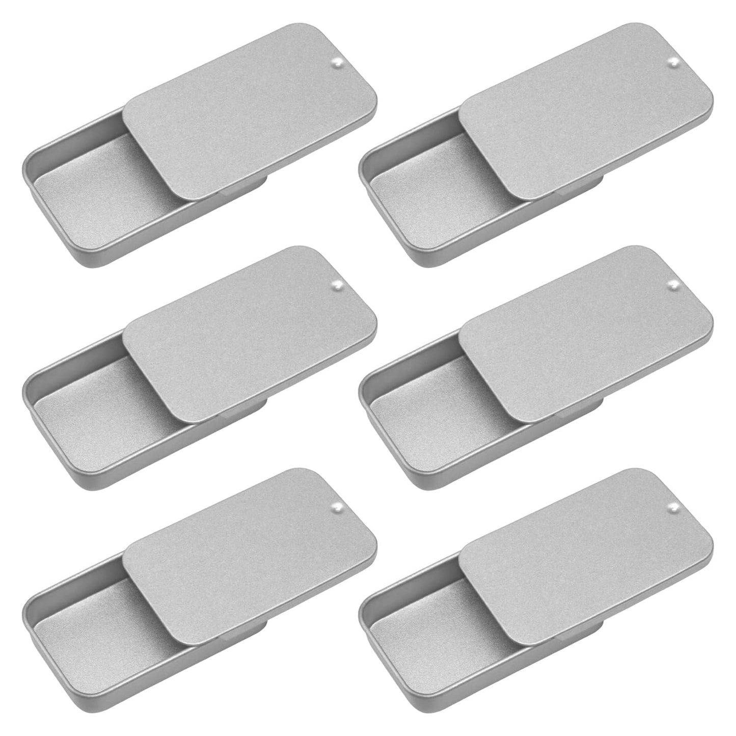 SYEYCW 6 Pcs Small Tins, Rectangular Tin with Slider Lid, Metal Tin Box Container, 50 × 25 × 10mm Portable Metal Holder