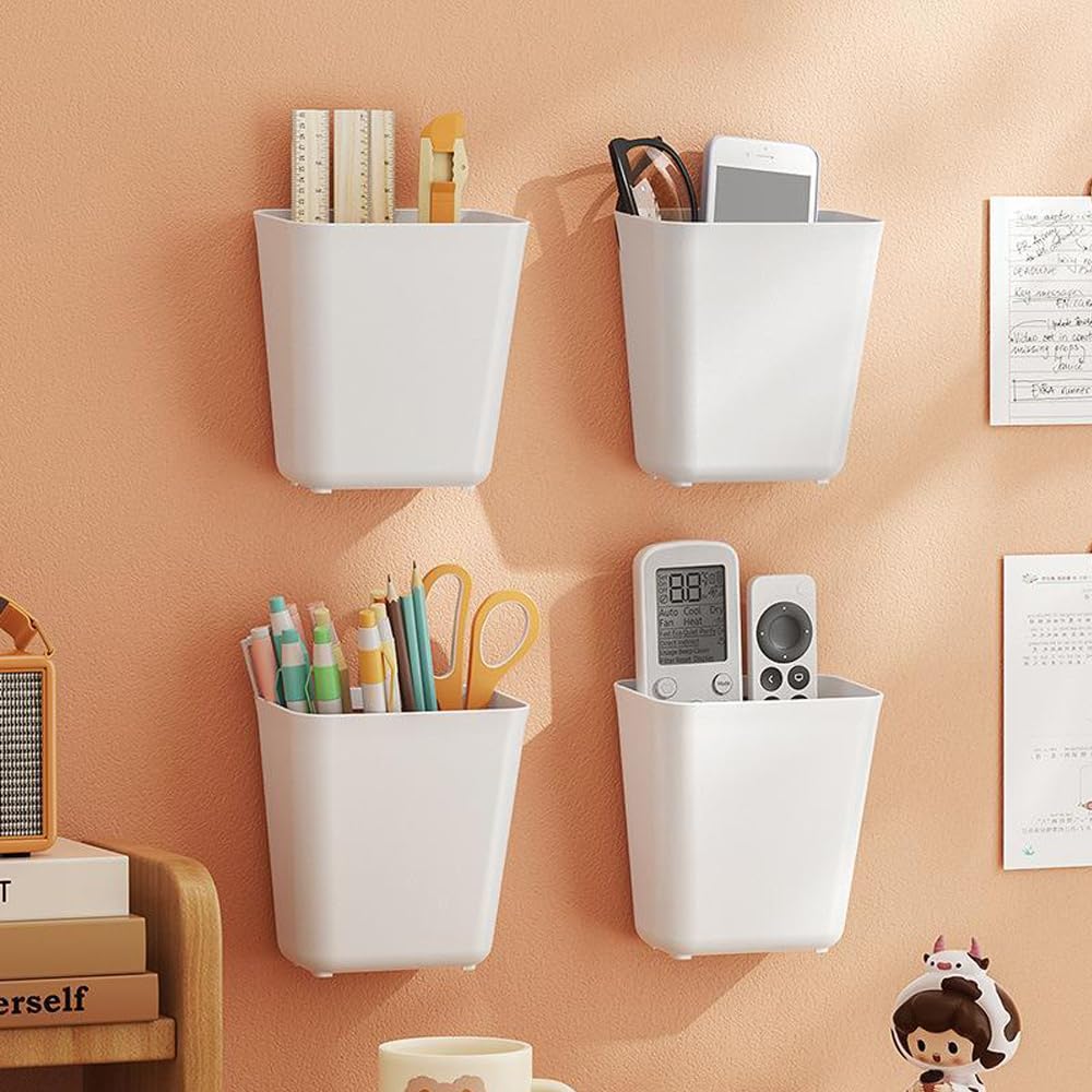 Nmgkokew 4 Piece Kitchen Cabinet Door Storage Box,Self Adhesive Wall Mounted Storage Box,Wardrobe/Bathroom/Refrigerator Small Items Organizer
