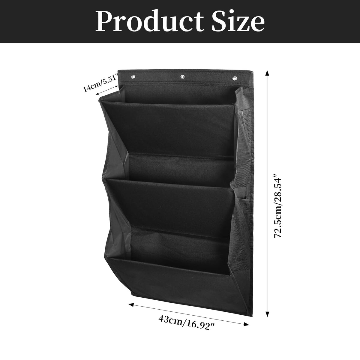 Godneei Hanging Shoe Storage with 3 Large Compartments & 4 Mesh Pockets, Over Door Storage Organizer for RV, Space-Saving Black