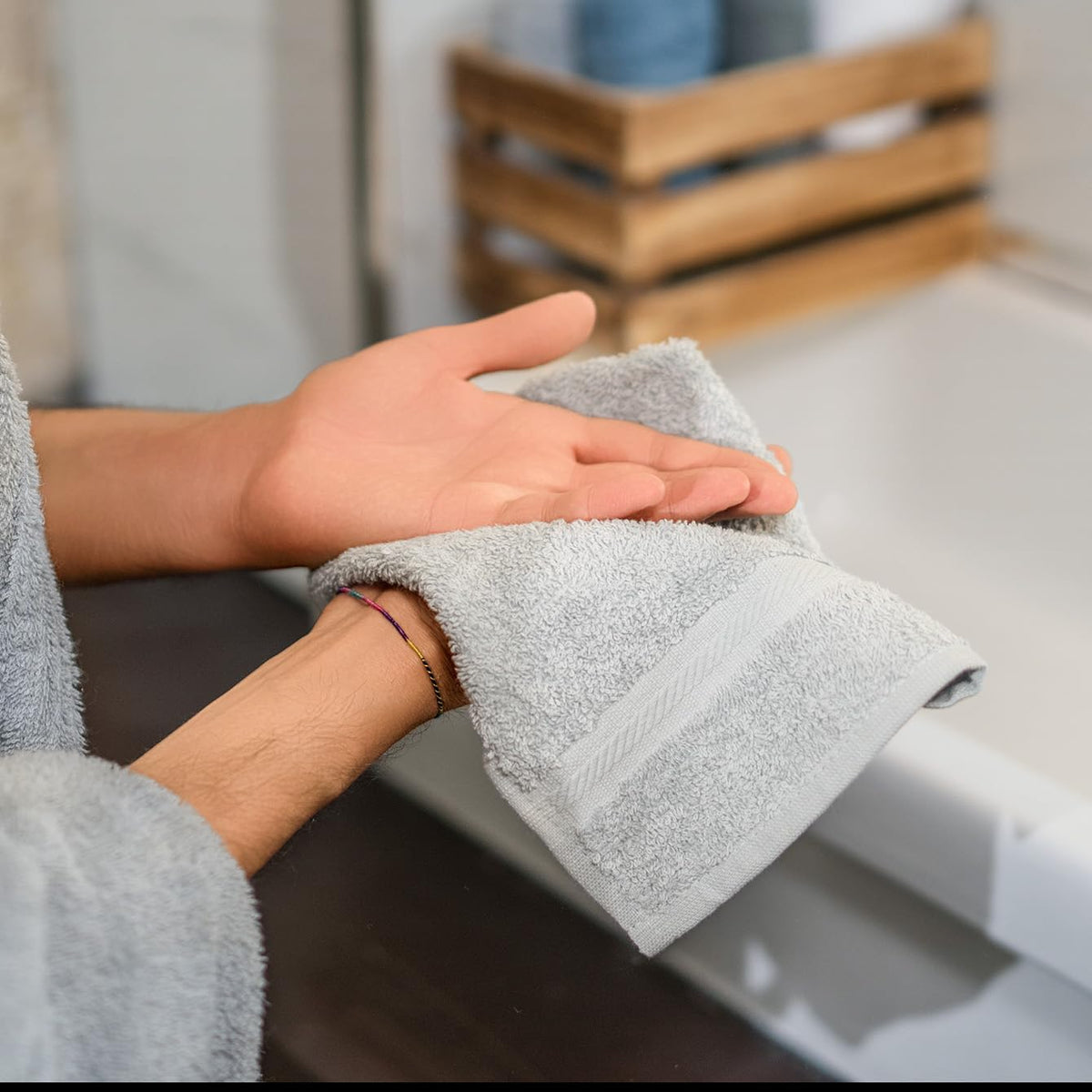 nice homeit - Set of 6 Washcloths 30 x 30 cm - Mini Face and Guest Towels 100% Cotton Ring - Soft, Absorbent, Washable - For Bathroom, Kitchen