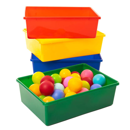 Gatton Design Storage Baskets Set of 4, Multiple Colour Plastic Boxes for Shelves, Kitchen, Cupboard, Bathroom, Office, School & Home Organiser