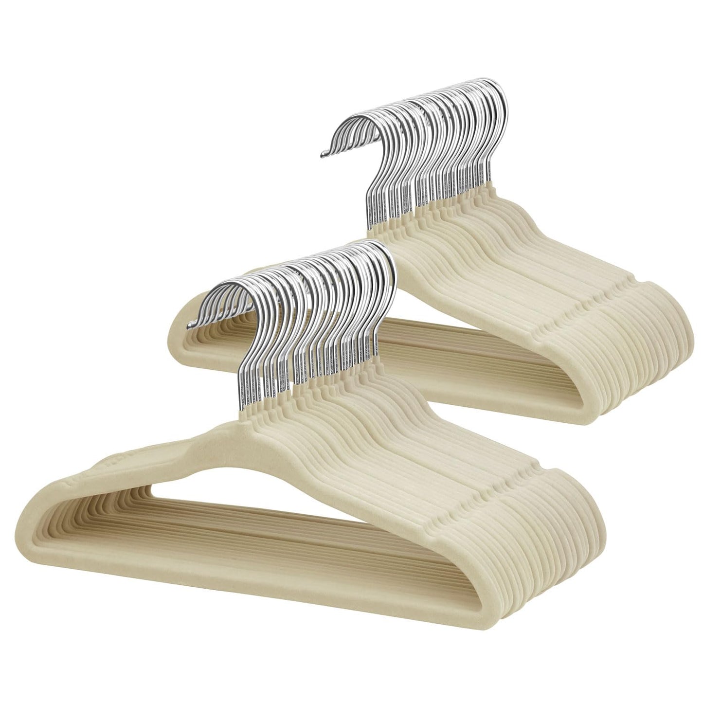 ManGotree 11" Baby Velvet Hangers Non-Slip Kids Hangers 48 Pack Beige