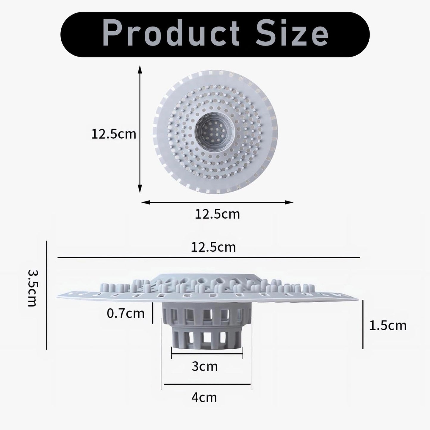 JOOTUEPO 1 Pack Silicone Shower Drain Hair Catcher, Silicone Sink Strainer Protector Shower Drain Cover Hair Stopper Trap Sink Filter for Bathroom