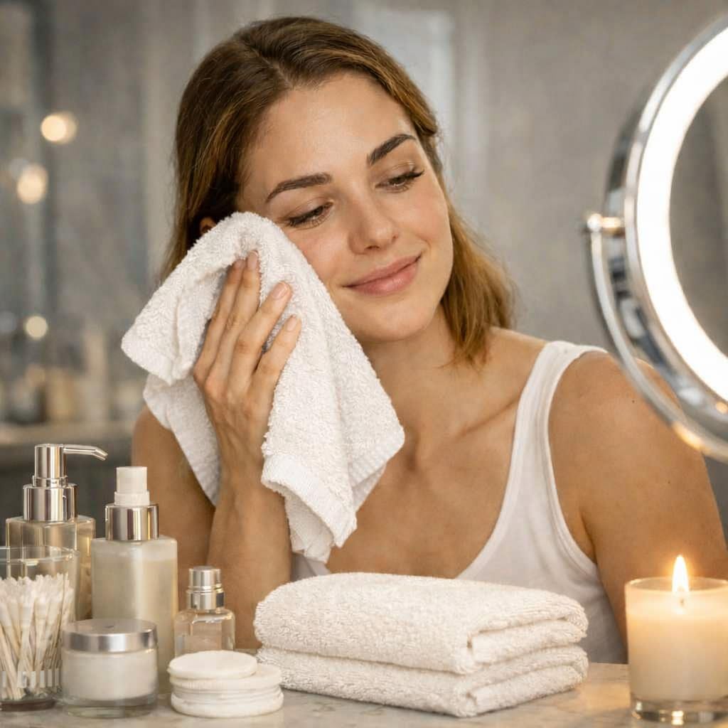 Symphony Flannel Face Cloth Ultra Gentle Face Towels for Sensitive Skin-Reusable Facial Cleansing Washcloths for Unisex Adult Spa Gym Sport Beauty