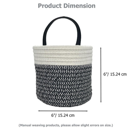 SOQKEEN Hanging Storage Baskets 2 Pack, Cotton Rope Basket, Black & White