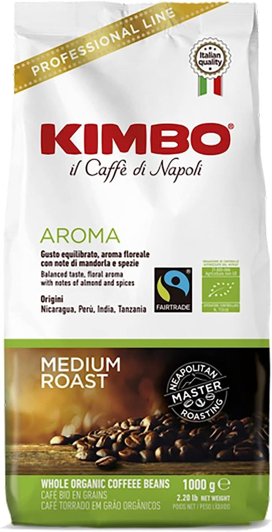 Kimbo Aroma Organic Fairtrade Coffee Beans 1kg