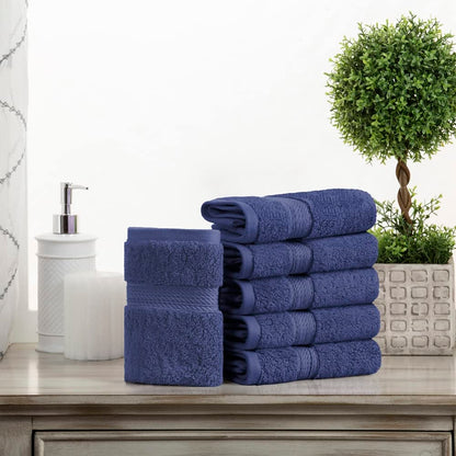 Superior Egyptian Cotton Pile Face Towel/Washcloth Set of 6, Ultra Soft Luxury Towels, Thick Plush Essentials, Absorbent Heavyweight, Guest Bath