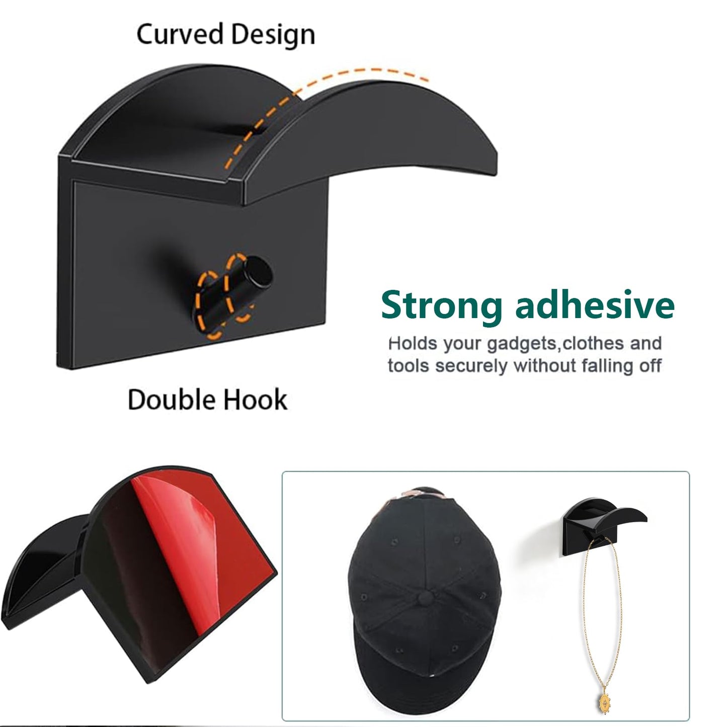 : GaoBangM 12 Pack Self Adhesive Hat Holder Cap Hooks Hat Rack for Wall