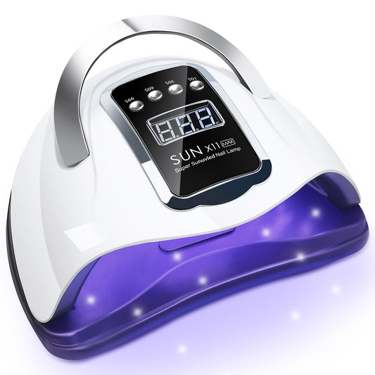 UV Nail Lamp, 220W LED UV Lamps for Gel Nails Professional Faster UV Nail Dryer with 4 Timers Touch Screen Automatic Sensor Portable Handle Nail Art
