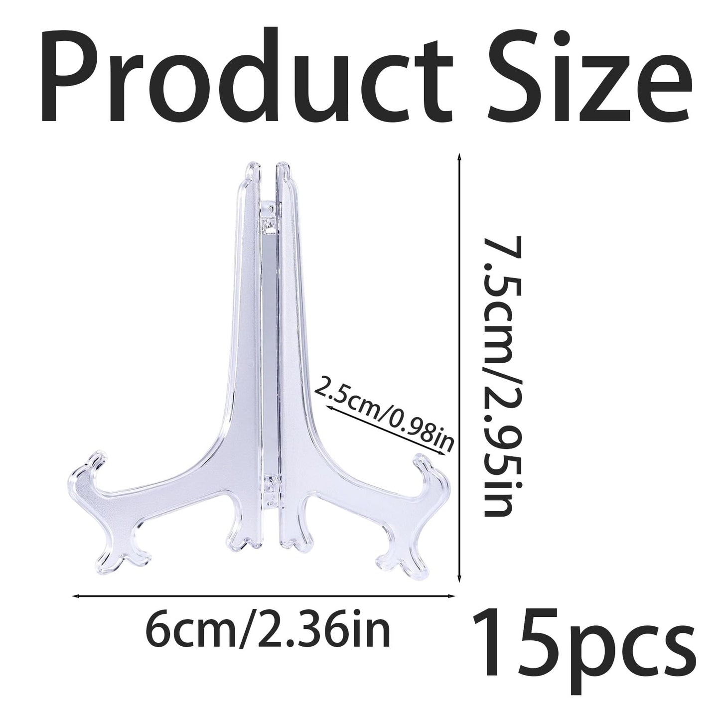 SXKJGQ 15 Pcs Plate Stand for Display, 3 Inch Plate Display Stands, Clear Acrylic Plates Holder Photos Table Numbers Home Office Decor