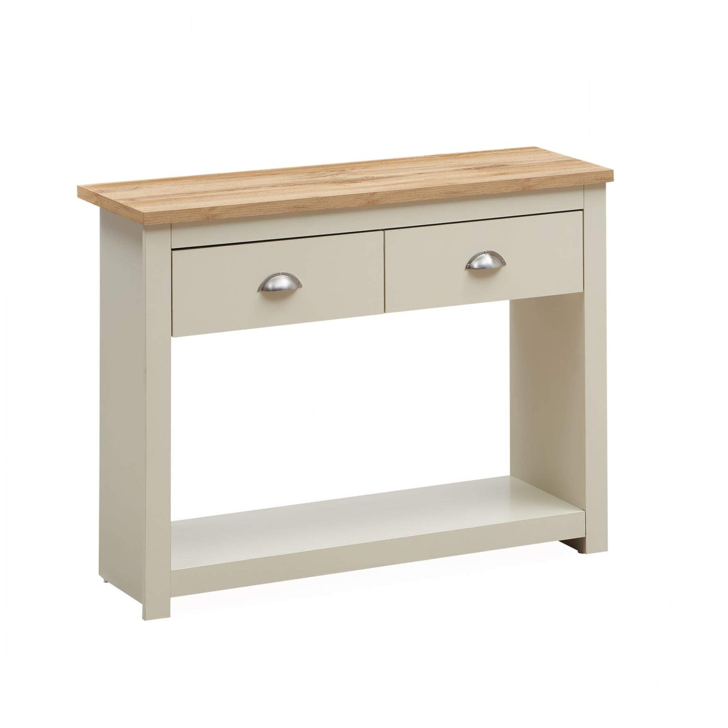 TAD TIMBER ART DESIGN UK Lisbon Console Hallway Side Table 2 Drawers Shelf Desk Storage Furniture Cream