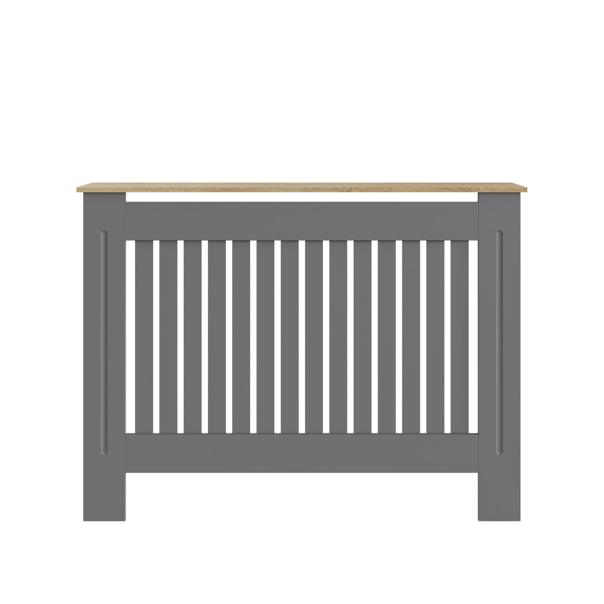 GFW Longslow Medium Radiator Cover with Vertical Slatted Design, Top Display Shelf, Durable Finish and Modern Radiator Cabinet, Grey