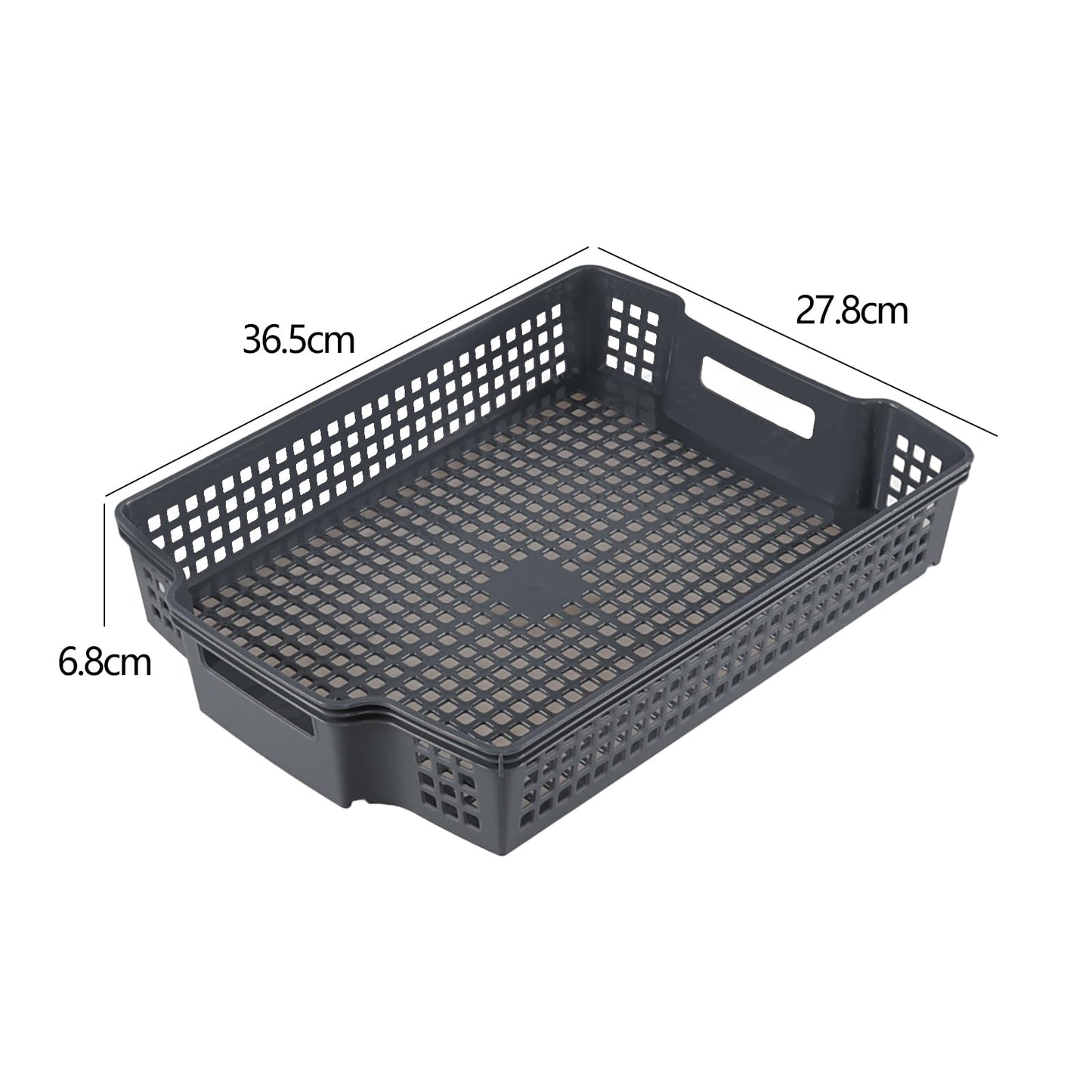 Eudokky 6 Packs Stackable Storage Baskets, Grey Plastic Storage Tray