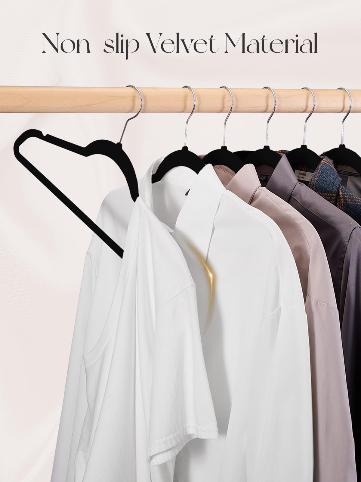 HOUSE DAY Black Velvet Hangers 20 Pack, Non-Slip Coat hangers
