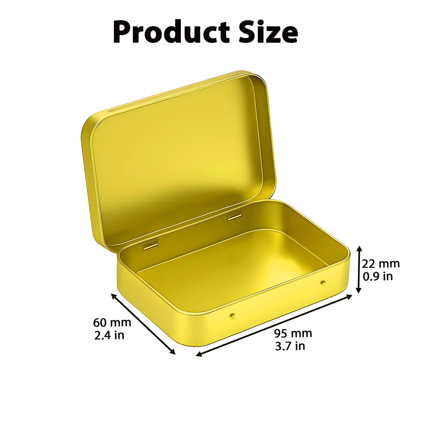 Forever bene 20 Gold Small Metal Tins with Hinged Lids, 20 Pieces, Gold, each piece measures 9,5 × 6 × 2,2 cm