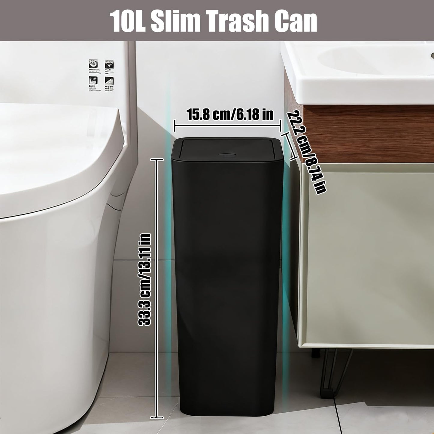 Stowetry 2 Pack Bedroom Bin,10L Plastic Bathroom Bin with Lid