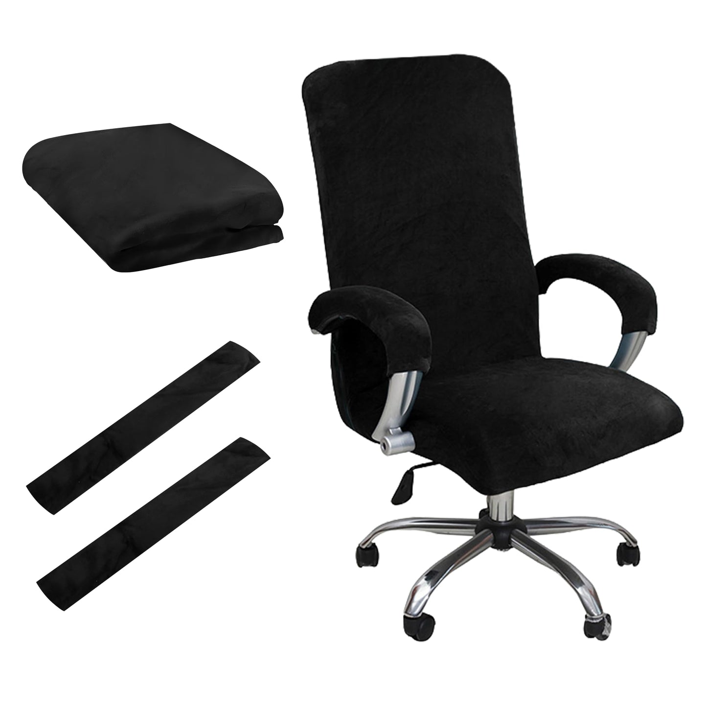 Office Chair Covers, Desk Chair Cover Universal Stretch Velvet Slipcover, Washable Plush Computer Chair Protector with Arm Covers
