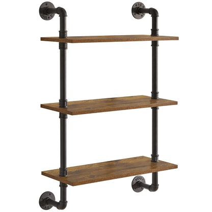 YMYNY 3-Tier Industrial Pipe Wall Mount Shelves, Rustic Storage Shelves, Floating Shelves, Wall Mount Bookshelf, Kitchen Spice Rack, for Bedroom,