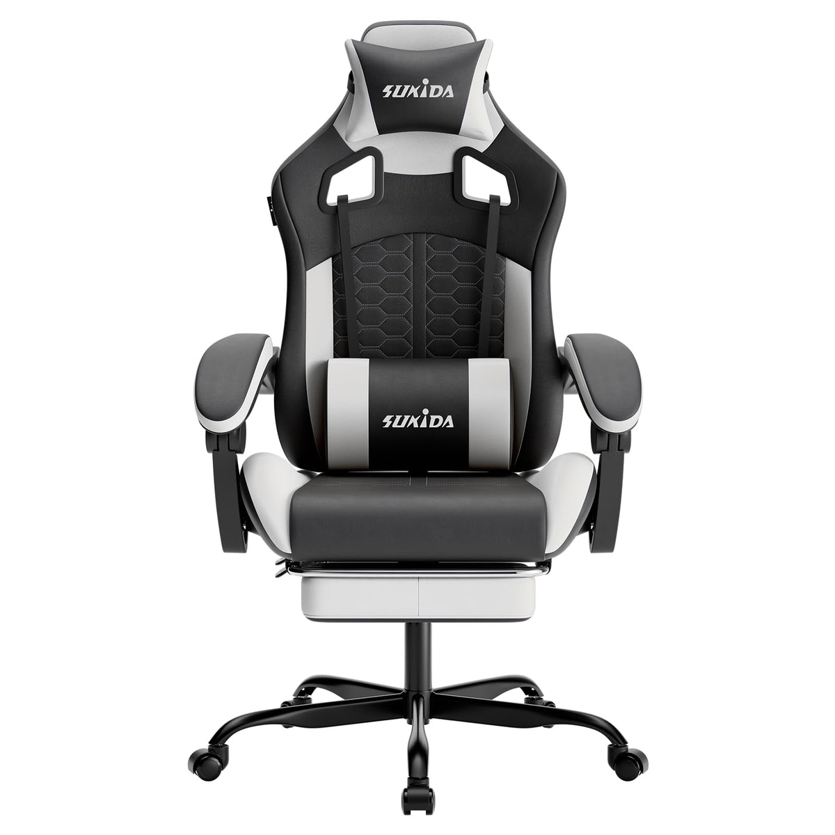 SUKIDA Ergonomic Gaming Chair for Adult, Comfortable Desk Chair with Massage, Comfy Headrest and Lumbar Support Pc Office chairs with Footrest