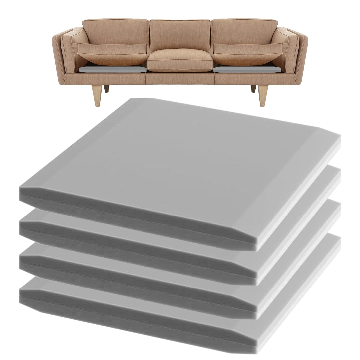 LIROPAU 50 x 50 x 5 cm Couch Cushion Support for Sagging Seat