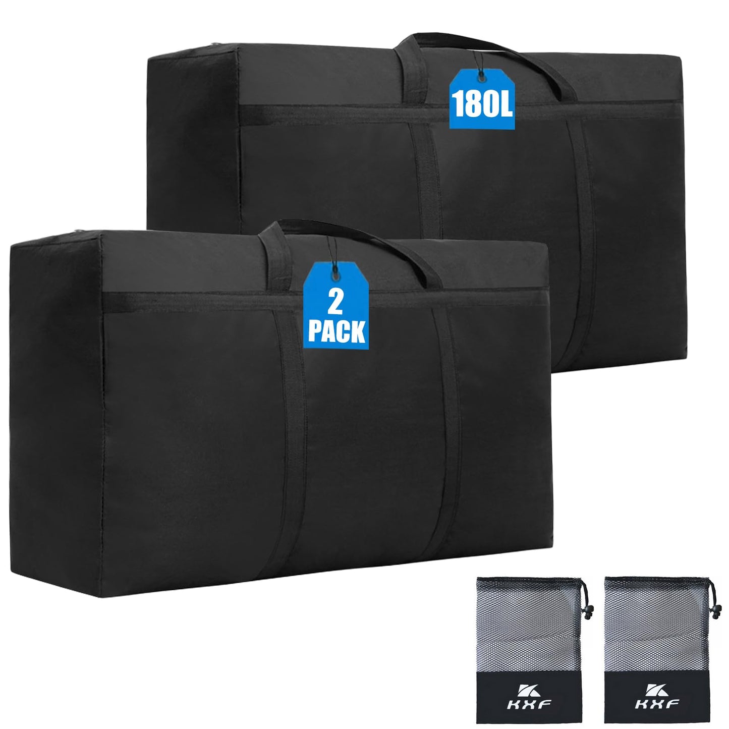 KXF 2 Packs 180L Extra Large Storage Bag Waterproof Heavy Duty Moving Bag Sturdy Space Saver Saving Organiser Underbed Storage Organizer Large