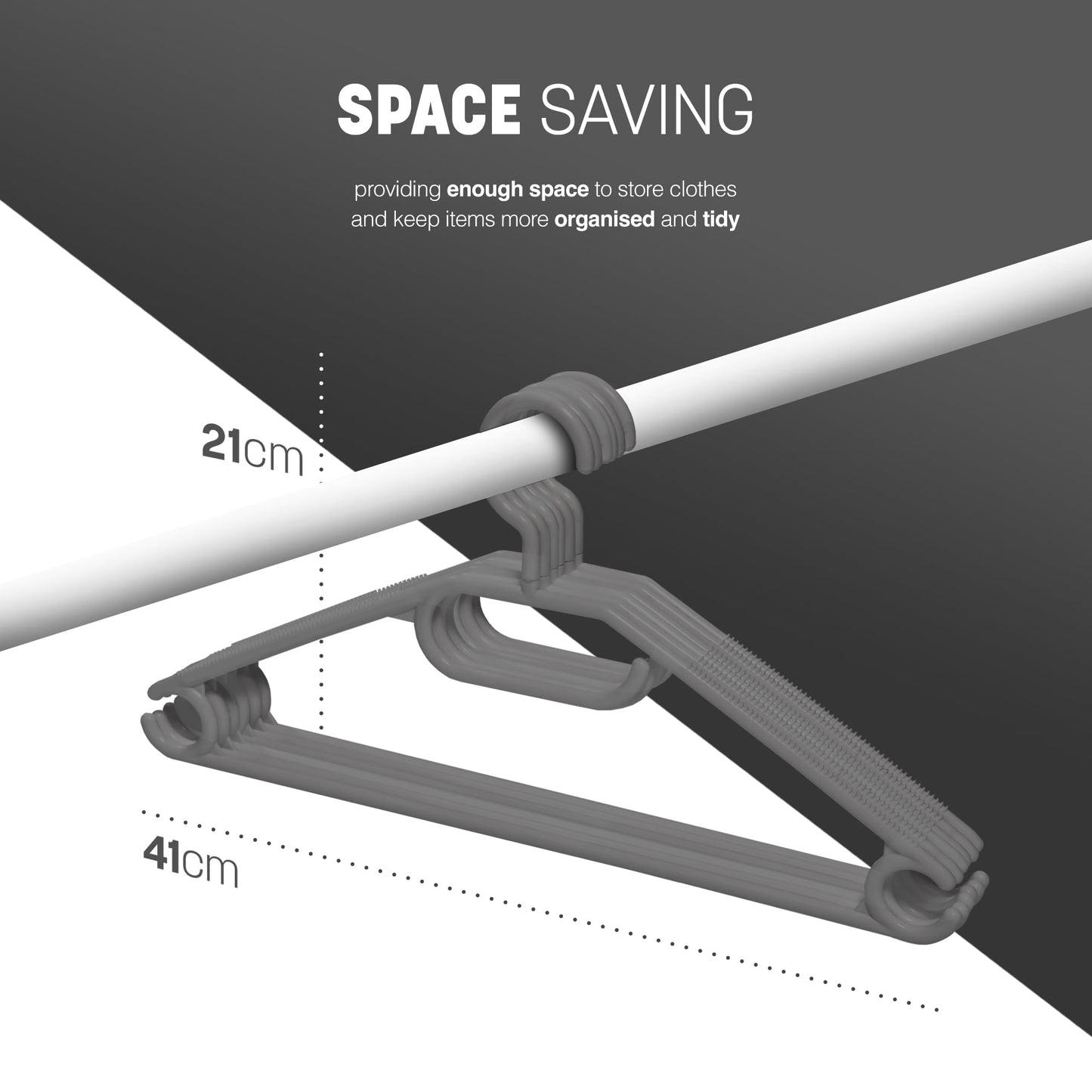 KEPLIN Space Saving White Plastic Coat Hangers - 20 Pack | Heavy Duty Swivel Hook Hangers for Clothes, Coats, Dress, Shirt, Jacket, Trouser