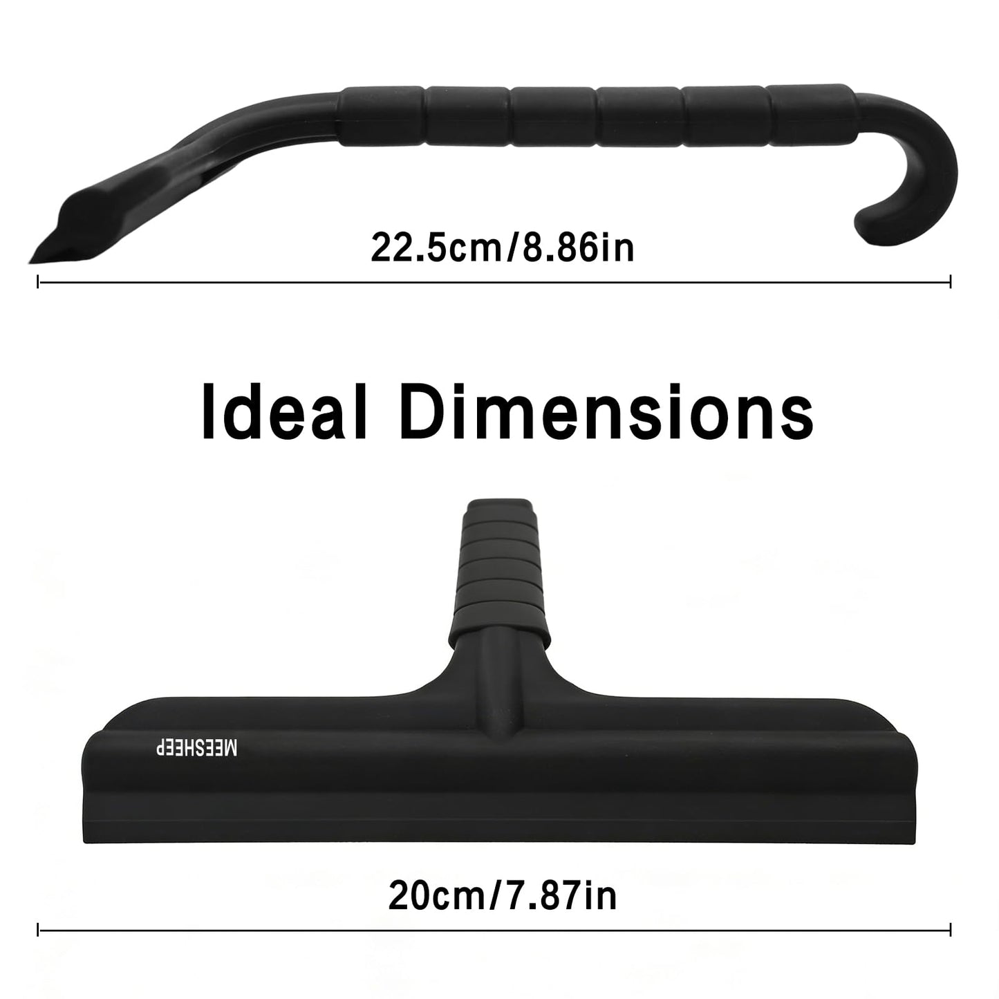 MEESHEEP Shower Squeegee Built-In Integrated Hook, 25 cm, Silicone, Black