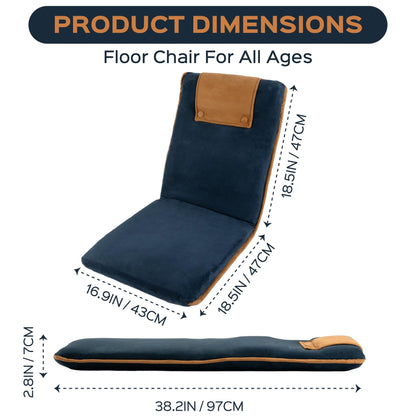 bonVIVO EASY II Folding Floor Chair Adjustable Back Support Light Grey