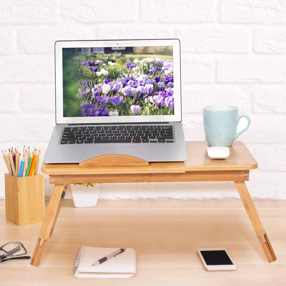 Laptop Desk Adjustable Portable Foldable Stand Tray Table Ergonomic Workstation for Bed Sofa Natural 20 x 50 x 30 cm 1 Pack