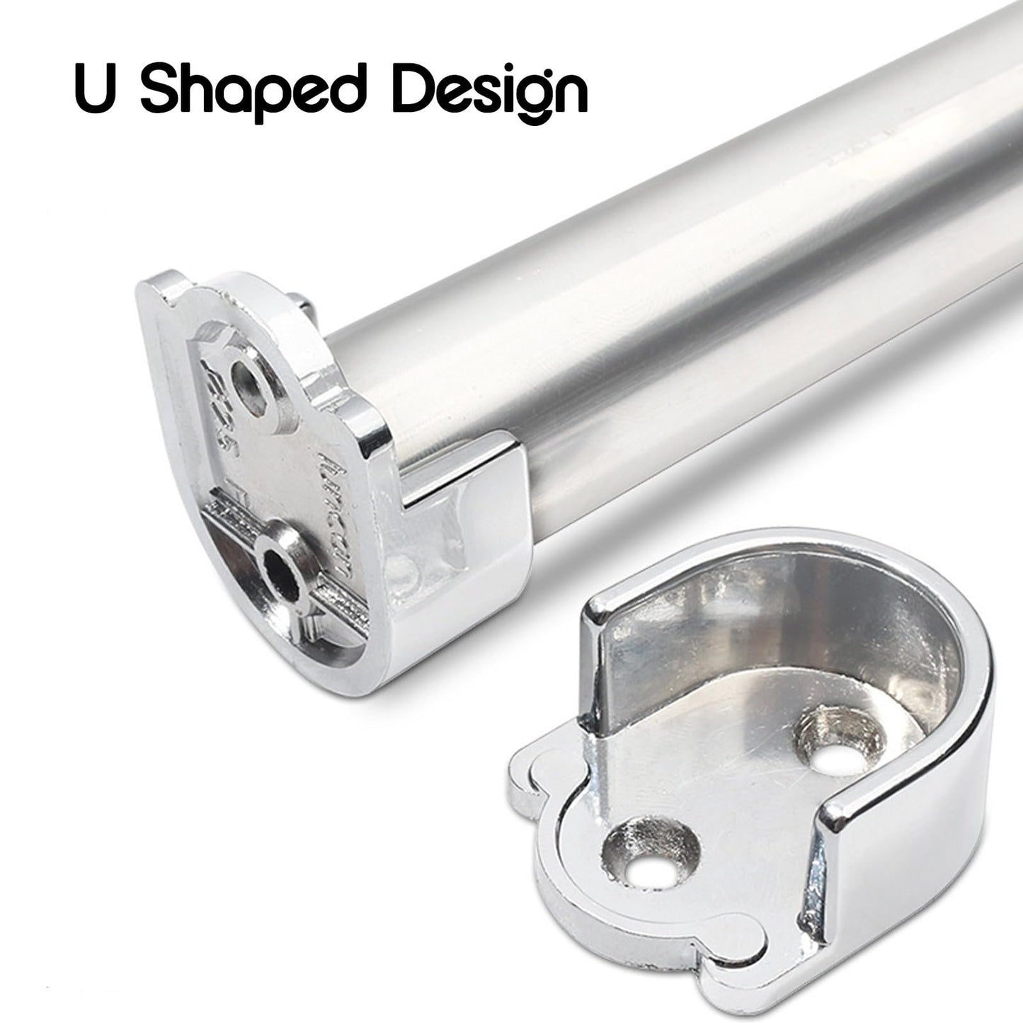 2 Pcs Wardrobe Rail Bracket, 19mm Diameter Zinc Alloy Wardrobe Closet Rod Bracket, U Shaped Curtain Pole Brackets
