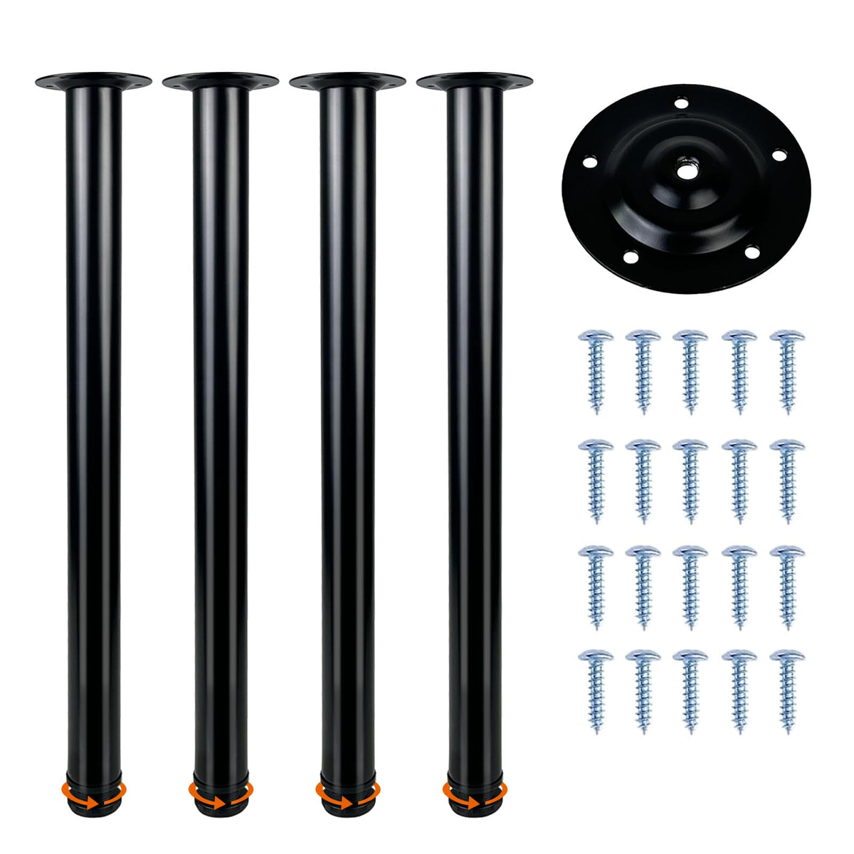 QLLY 60cm/23.6 inch Adjustable Tall Metal Desk Legs, Office Table Furniture Leg Set, Set of 4 60cm, Black