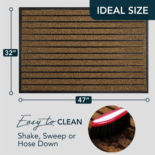 ubdyo Door Mats Indoor - Extra Durable Dirt Trapping Indoor Mats - Non-slip Rubber Rubber Door Mat - Low Profile Welcome Mat - (80 x 120 cm, Bright Brown)