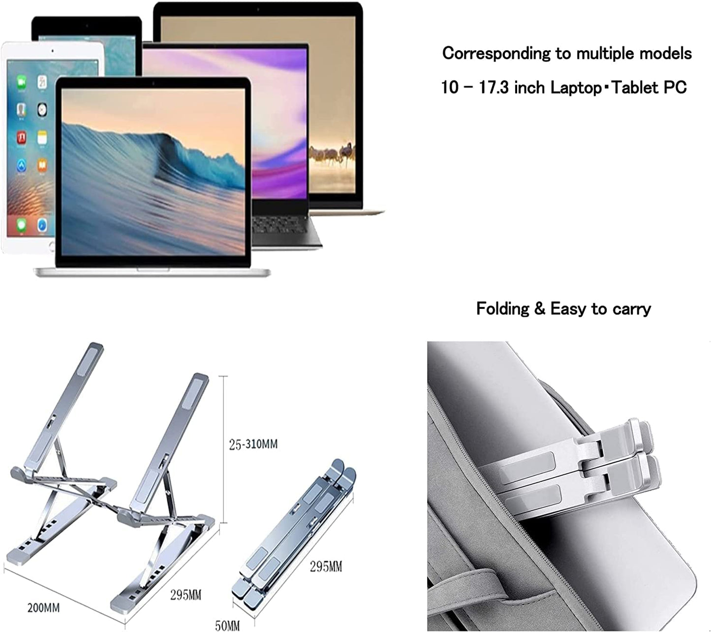 S SHARKSPEED Laptop Stand, Portable Laptop Holder Riser, Foldable Computer Stand for Desk, Aluminum 9+7 Levels Adjustable Notebook PC Stand
